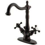Vintage Double-Handle 1-or-3 Hole Deck Mount 4-Inch Centerset Bathroom Faucet with Brass Pop-Up