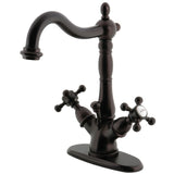 Vintage Two-Handle 1-or-3 Hole Deck Mount Bathroom Faucet with Brass Pop-Up