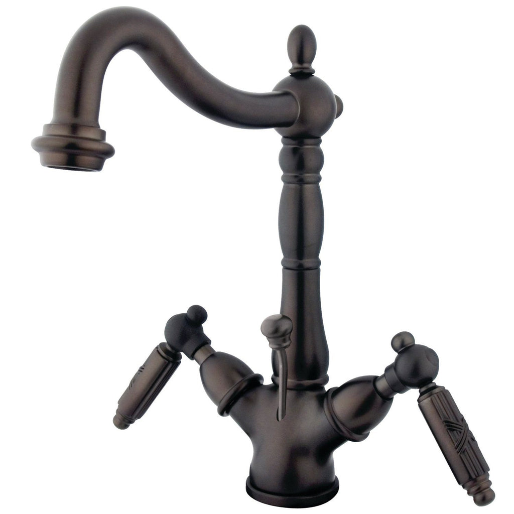 Victorian Two-Handle 1-or-3 Hole Deck Mount Bathroom Faucet with Brass Pop-Up