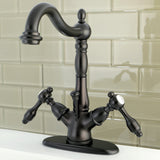 Tudor Two-Handle 1-or-3 Hole Deck Mount Bathroom Faucet with Brass Pop-Up