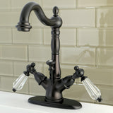 Wilshire Two-Handle 1-or-3 Hole Deck Mount Bathroom Faucet with Brass Pop-Up
