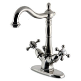 Vintage Double-Handle 1-or-3 Hole Deck Mount 4-Inch Centerset Bathroom Faucet with Brass Pop-Up