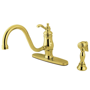 Gourmetier Single-Handle 2-or-4 Hole Deck Mount Kitchen Faucet with Brass Sprayer