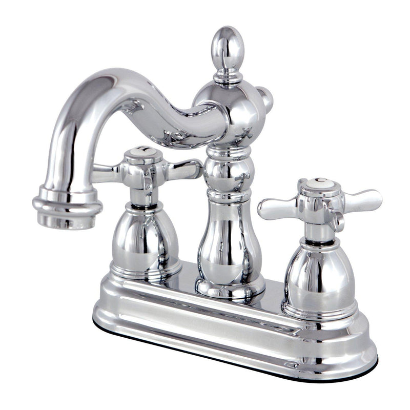 Essex Double-Handle 3-Hole Deck Mount 4-Inch Centerset Bathroom Faucet with Brass Pop-Up