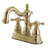 Heritage Double-Handle 3-Hole Deck Mount 4-Inch Centerset Bathroom Faucet with Brass Pop-Up