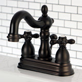 Heritage Double-Handle 3-Hole Deck Mount 4-Inch Centerset Bathroom Faucet with Brass Pop-Up