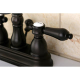 Two-Handle 3-Hole Deck Mount 4" Centerset Bathroom Faucet with Brass Pop-Up