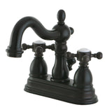 Heritage Double-Handle 3-Hole Deck Mount 4-Inch Centerset Bathroom Faucet with Brass Pop-Up