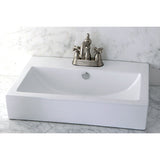 Heritage Two-Handle 3-Hole Deck Mount 4" Centerset Bathroom Faucet with Brass Pop-Up