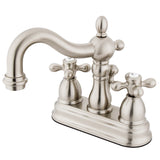 Heritage Two-Handle 3-Hole Deck Mount 4" Centerset Bathroom Faucet with Brass Pop-Up