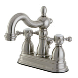 Heritage Double-Handle 3-Hole Deck Mount 4-Inch Centerset Bathroom Faucet with Brass Pop-Up