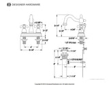 French Country Double-Handle 3-Hole Deck Mount 4-Inch Centerset Bathroom Faucet with Brass Pop-Up