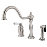 Heritage Single-Handle 3-Hole Deck Mount Widespread Kitchen Faucet with Brass Sprayer