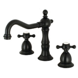 Heritage Two-Handle 3-Hole Deck Mount Widespread Bathroom Faucet with Brass Pop-Up