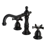 Hamilton Two-Handle 3-Hole Deck Mount Widespread Bathroom Faucet with Brass Pop-Up