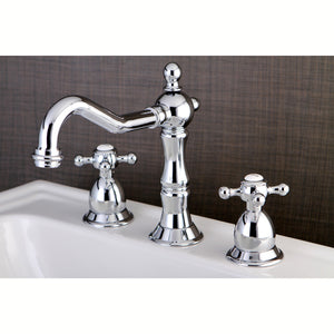 Heritage Two-Handle 3-Hole Deck Mount Widespread Bathroom Faucet with Brass Pop-Up