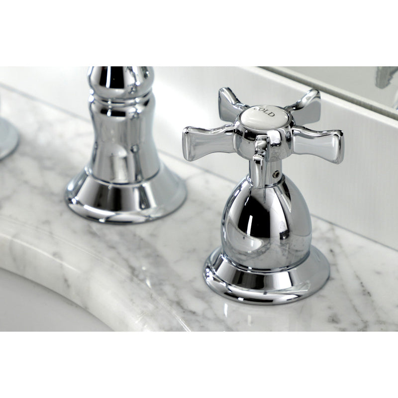 Hamilton Two-Handle 3-Hole Deck Mount Widespread Bathroom Faucet with Brass Pop-Up Drain
