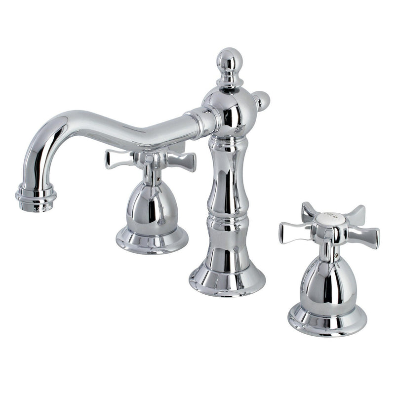 Hamilton Two-Handle 3-Hole Deck Mount Widespread Bathroom Faucet with Brass Pop-Up Drain