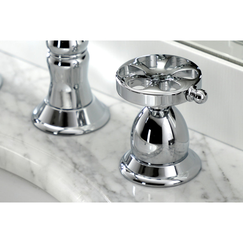 Belknap Two-Handle 3-Hole Deck Mount Widespread Bathroom Faucet with Brass Pop-Up