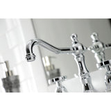 Belknap Two-Handle 3-Hole Deck Mount Widespread Bathroom Faucet with Brass Pop-Up Drain