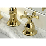 Hamilton Two-Handle 3-Hole Deck Mount Widespread Bathroom Faucet with Brass Pop-Up