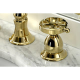 Belknap Two-Handle 3-Hole Deck Mount Widespread Bathroom Faucet with Brass Pop-Up