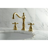 Heritage Two-Handle 3-Hole Deck Mount Widespread Bathroom Faucet with Brass Pop-Up