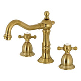 Heritage Two-Handle 3-Hole Deck Mount Widespread Bathroom Faucet with Brass Pop-Up