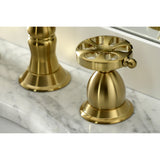 Belknap Two-Handle 3-Hole Deck Mount Widespread Bathroom Faucet with Brass Pop-Up