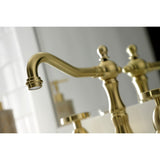 Belknap Two-Handle 3-Hole Deck Mount Widespread Bathroom Faucet with Brass Pop-Up