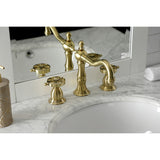 Belknap Two-Handle 3-Hole Deck Mount Widespread Bathroom Faucet with Brass Pop-Up