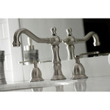 Whitaker Two-Handle 3-Hole Deck Mount Widespread Bathroom Faucet with Brass Pop-Up