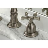 Hamilton Two-Handle 3-Hole Deck Mount Widespread Bathroom Faucet with Brass Pop-Up