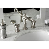 Belknap Two-Handle 3-Hole Deck Mount Widespread Bathroom Faucet with Brass Pop-Up