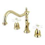 Heritage Two-Handle 3-Hole Deck Mount Widespread Bathroom Faucet with Brass Pop-Up Drain