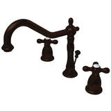 Heritage Two-Handle 3-Hole Deck Mount Widespread Bathroom Faucet with Brass Pop-Up