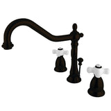 Heritage Two-Handle 3-Hole Deck Mount Widespread Bathroom Faucet with Brass Pop-Up Drain