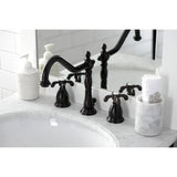 Two-Handle 3-Hole Deck Mount Widespread Bathroom Faucet with Brass Pop-Up