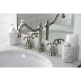 Two-Handle 3-Hole Deck Mount Widespread Bathroom Faucet with Brass Pop-Up