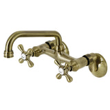 Kingston Double-Handle 2-Hole Wall-Mount Bridge Kitchen Faucet