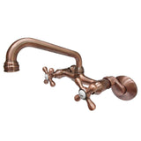 Kingston Double-Handle 2-Hole Wall-Mount Bridge Kitchen Faucet