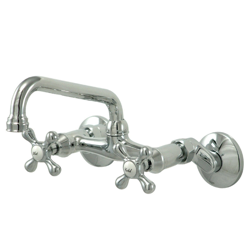 Kingston Double-Handle 2-Hole Wall-Mount Bridge Kitchen Faucet
