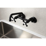Kingston Double-Handle 2-Hole Wall-Mount Bridge Kitchen Faucet