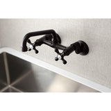 Kingston Double-Handle 2-Hole Wall-Mount Bridge Kitchen Faucet