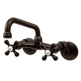 Kingston Double-Handle 2-Hole Wall-Mount Bridge Kitchen Faucet