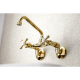 Kingston Double-Handle 2-Hole Wall-Mount Bridge Kitchen Faucet