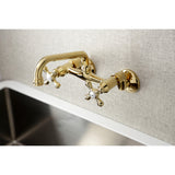 Kingston Double-Handle 2-Hole Wall-Mount Bridge Kitchen Faucet