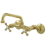Kingston Double-Handle 2-Hole Wall-Mount Bridge Kitchen Faucet