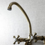 Kingston Double-Handle 2-Hole Wall-Mount Bridge Kitchen Faucet
