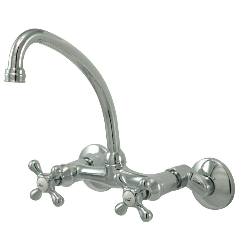 Kingston Double-Handle 2-Hole Wall-Mount Bridge Kitchen Faucet